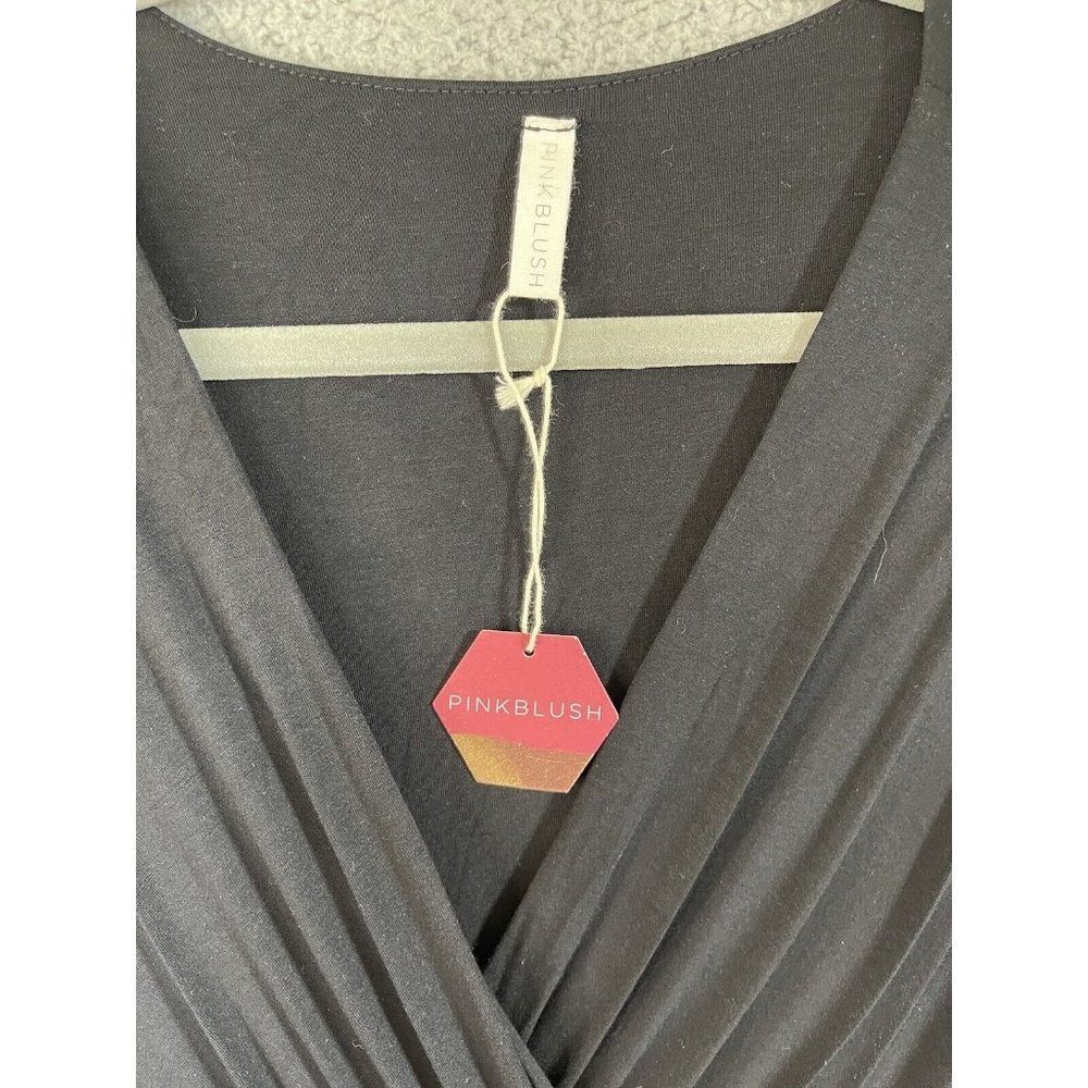 New Pink Blush Maternity Dress Womens Size Large Black Front Knot Long Sleeve - Picture 8 of 15